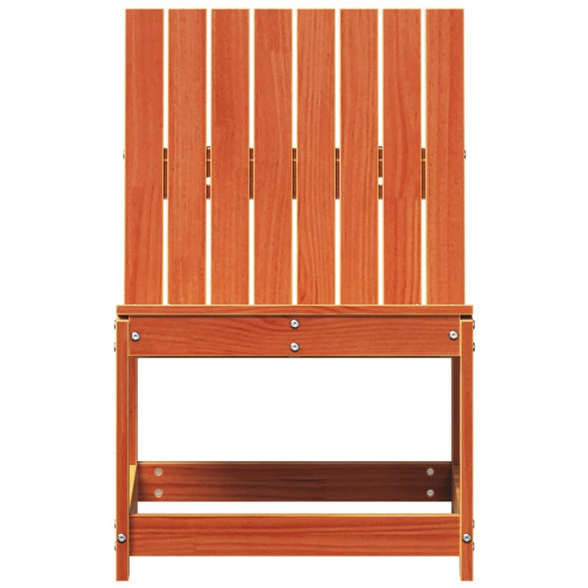 Silla de jardín madera maciza de pino marrón cera 50,5x55x77 cm