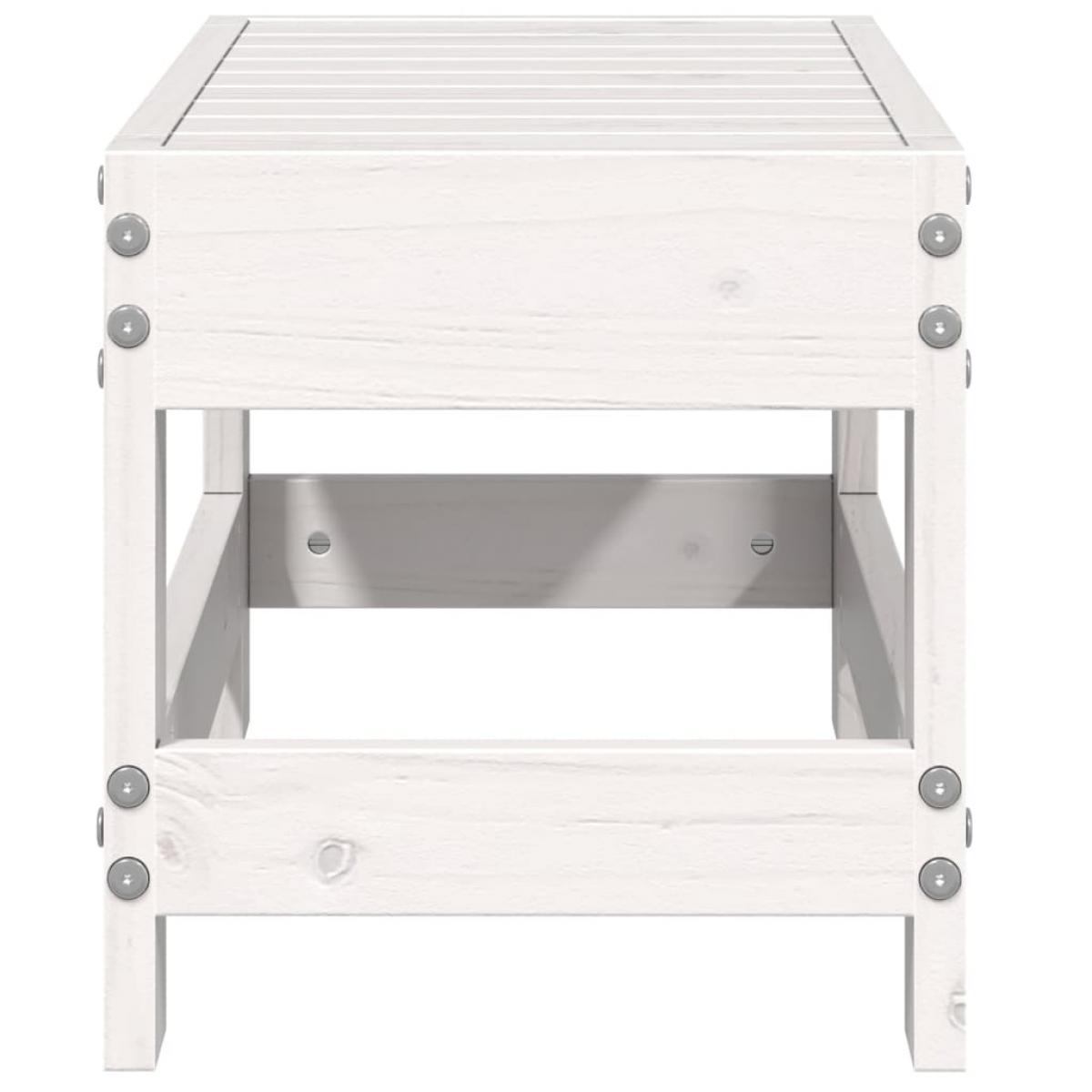 Taburete de jardín madera maciza de pino blanco 62x30x32 cm