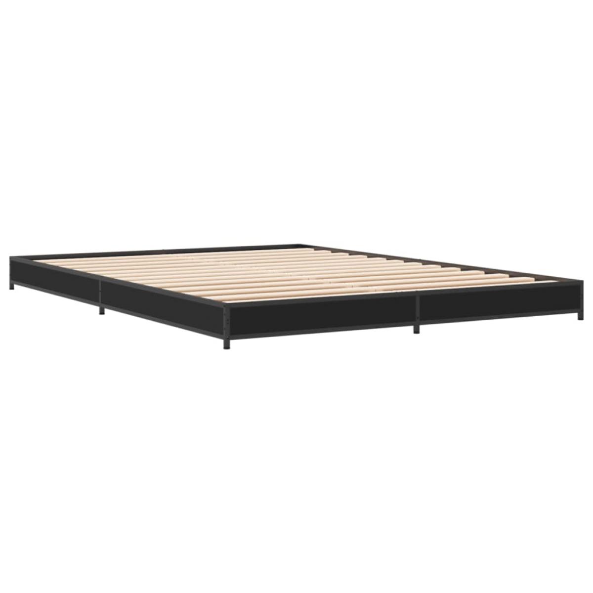Estructura de cama madera de ingeniería y metal negro 150x200cm