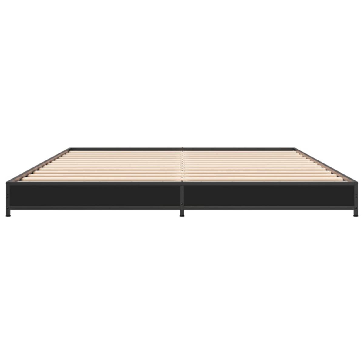 Estructura de cama madera de ingeniería y metal negro 150x200cm
