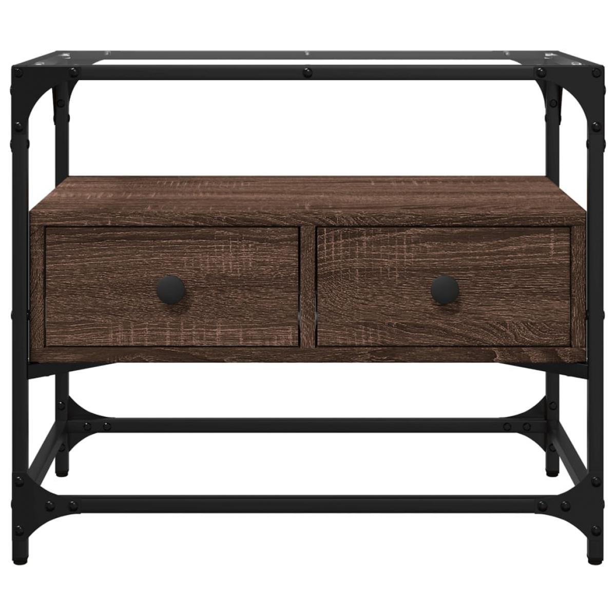 Mueble TV cristal y madera ingeniería marrón roble 60x35x51 cm