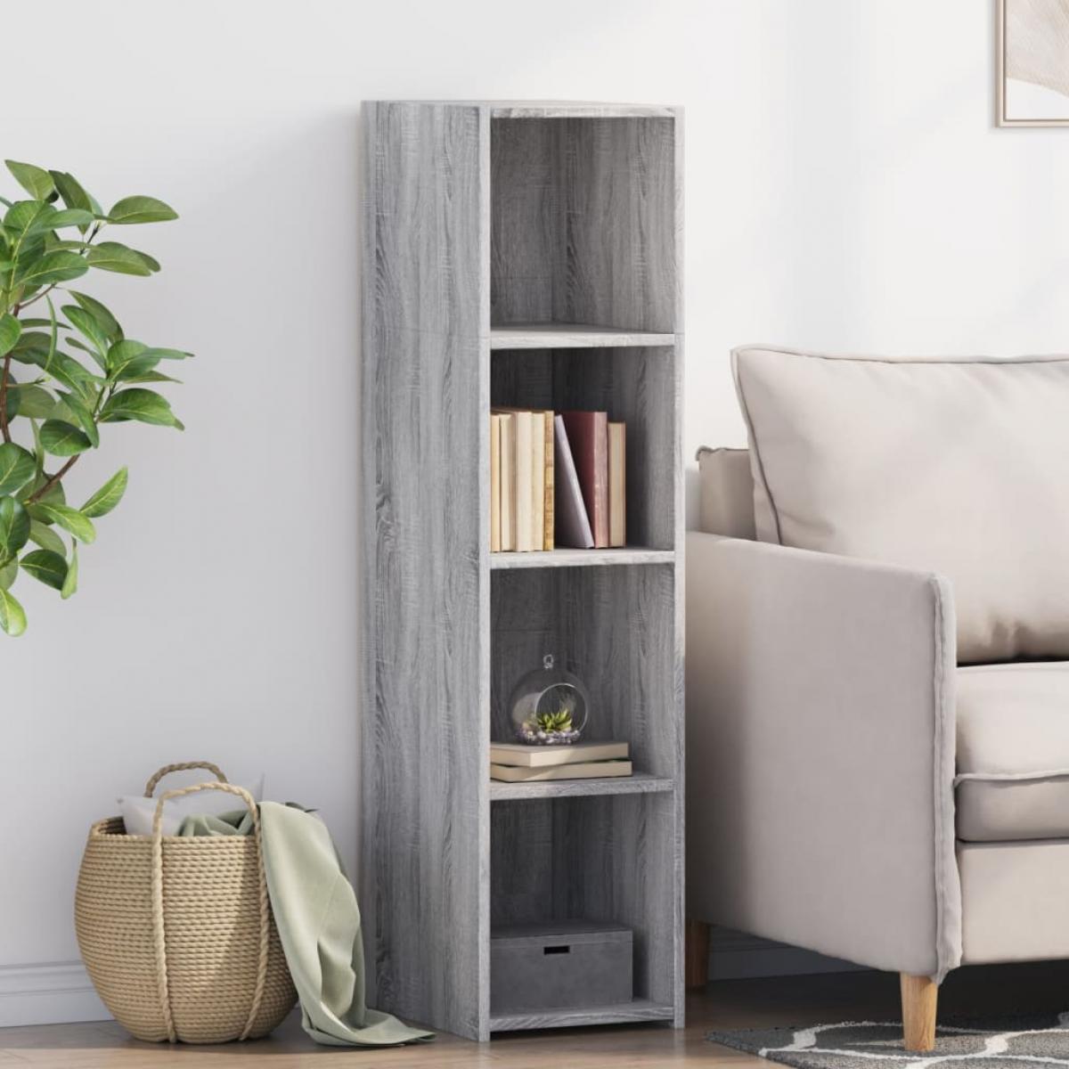Aparador alto madera de ingeniería gris Sonoma 30x41x124 cm