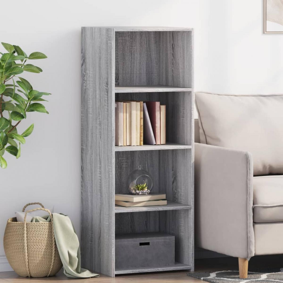 Aparador alto madera de ingeniería gris Sonoma 45x41x124 cm