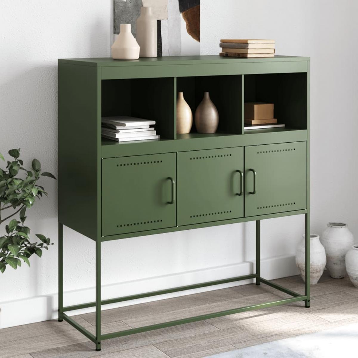 Aparador acero verde oliva 100,5x39x107 cm