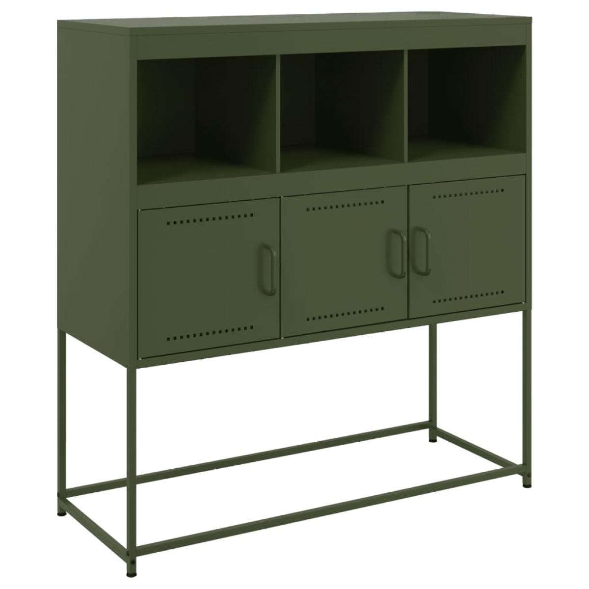 Aparador acero verde oliva 100,5x39x107 cm