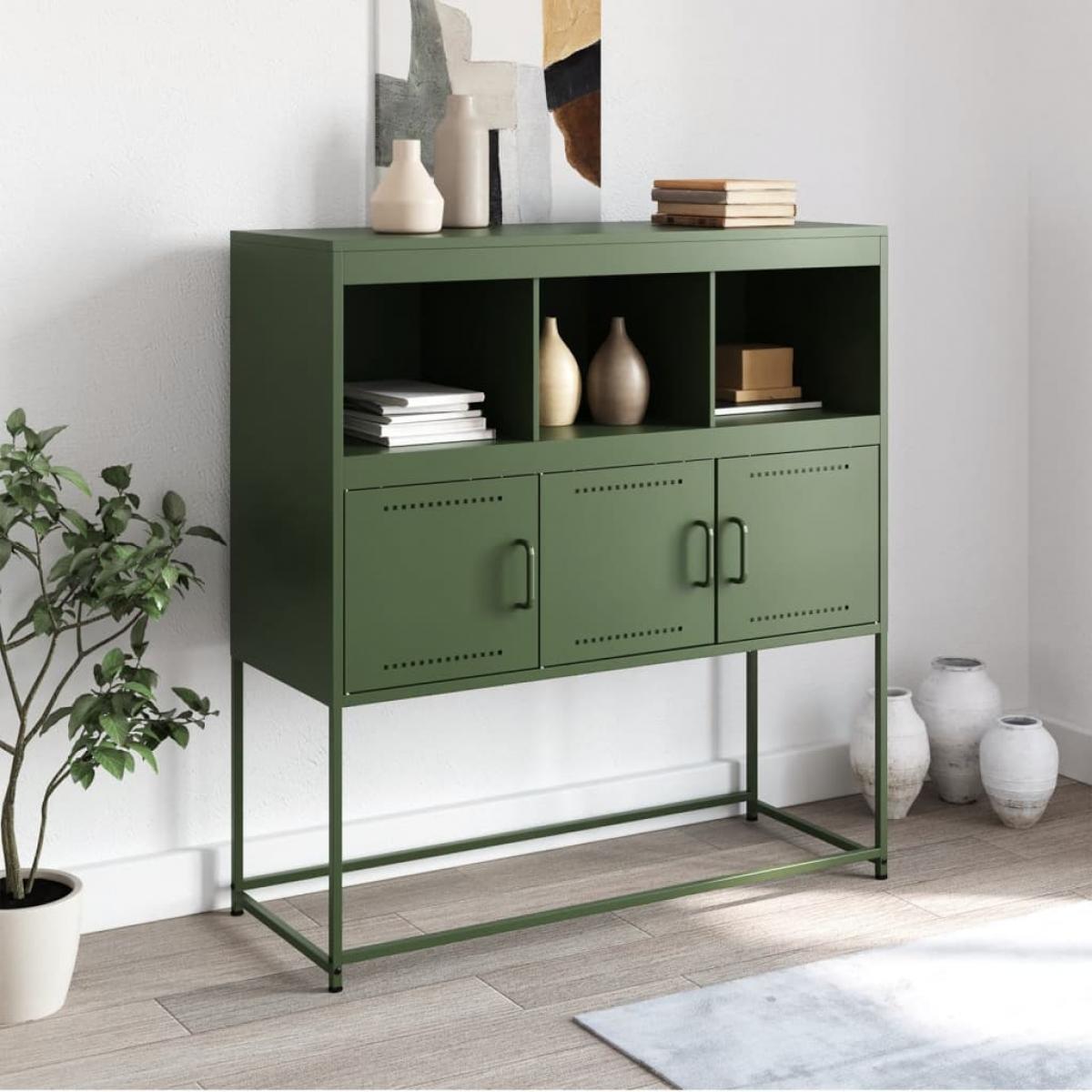 Aparador acero verde oliva 100,5x39x107 cm