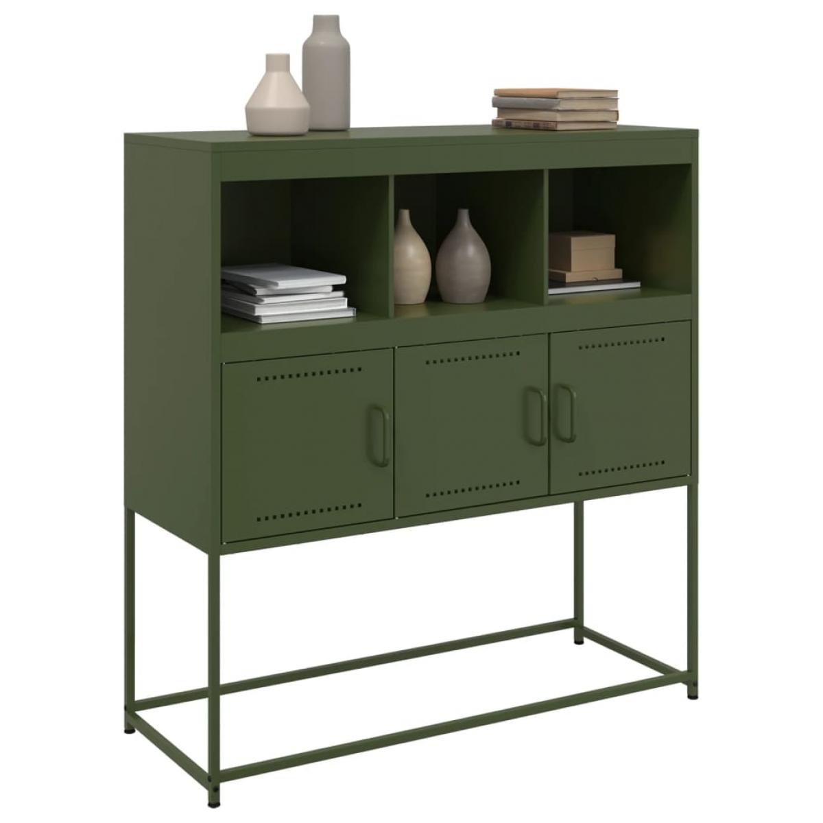 Aparador acero verde oliva 100,5x39x107 cm