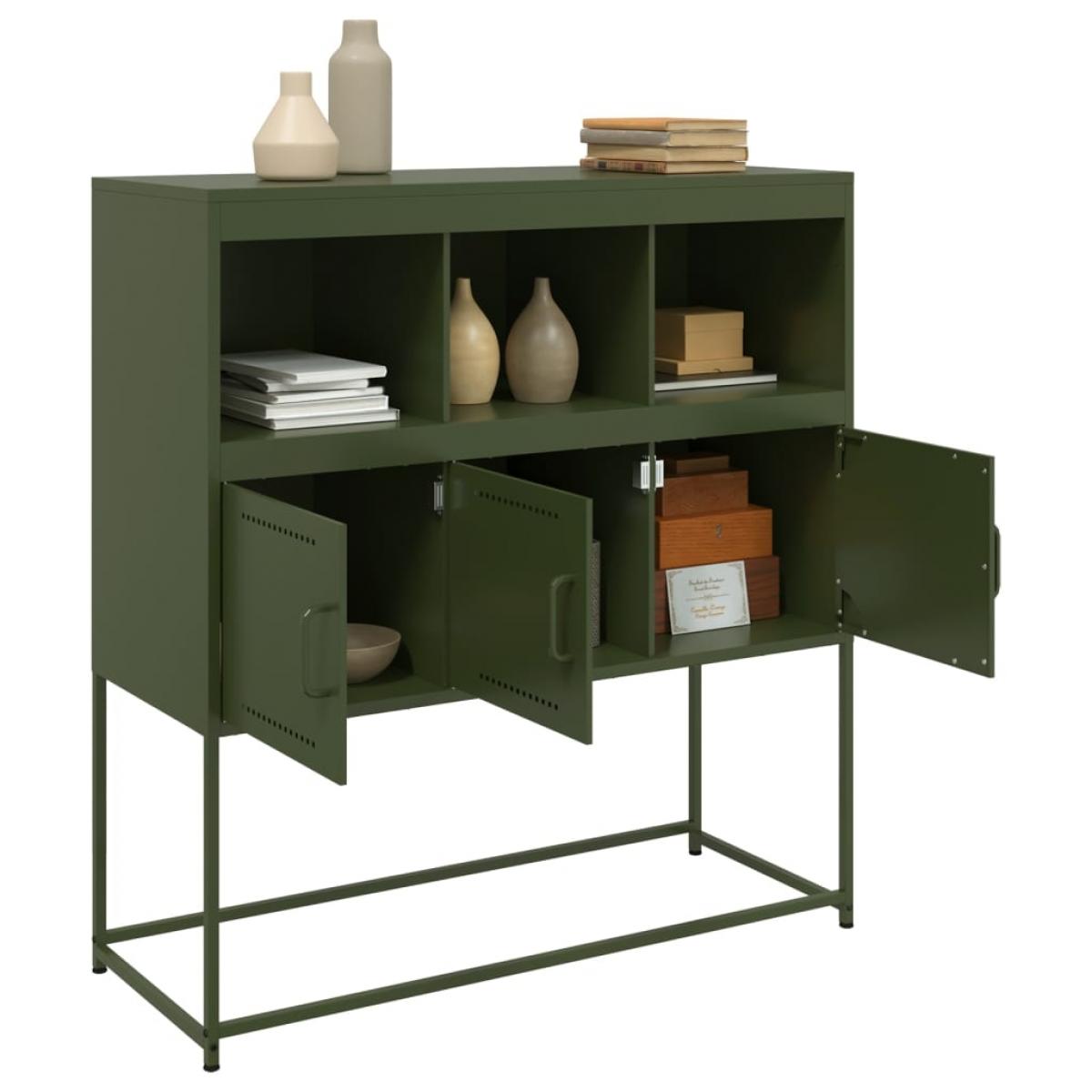 Aparador acero verde oliva 100,5x39x107 cm