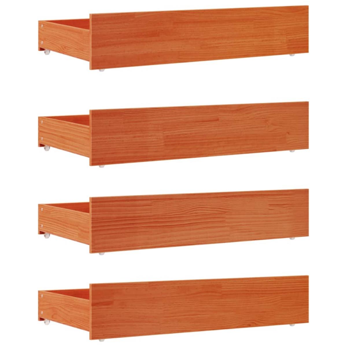 Cajones de cama 4 uds madera maciza de pino marrón cera
