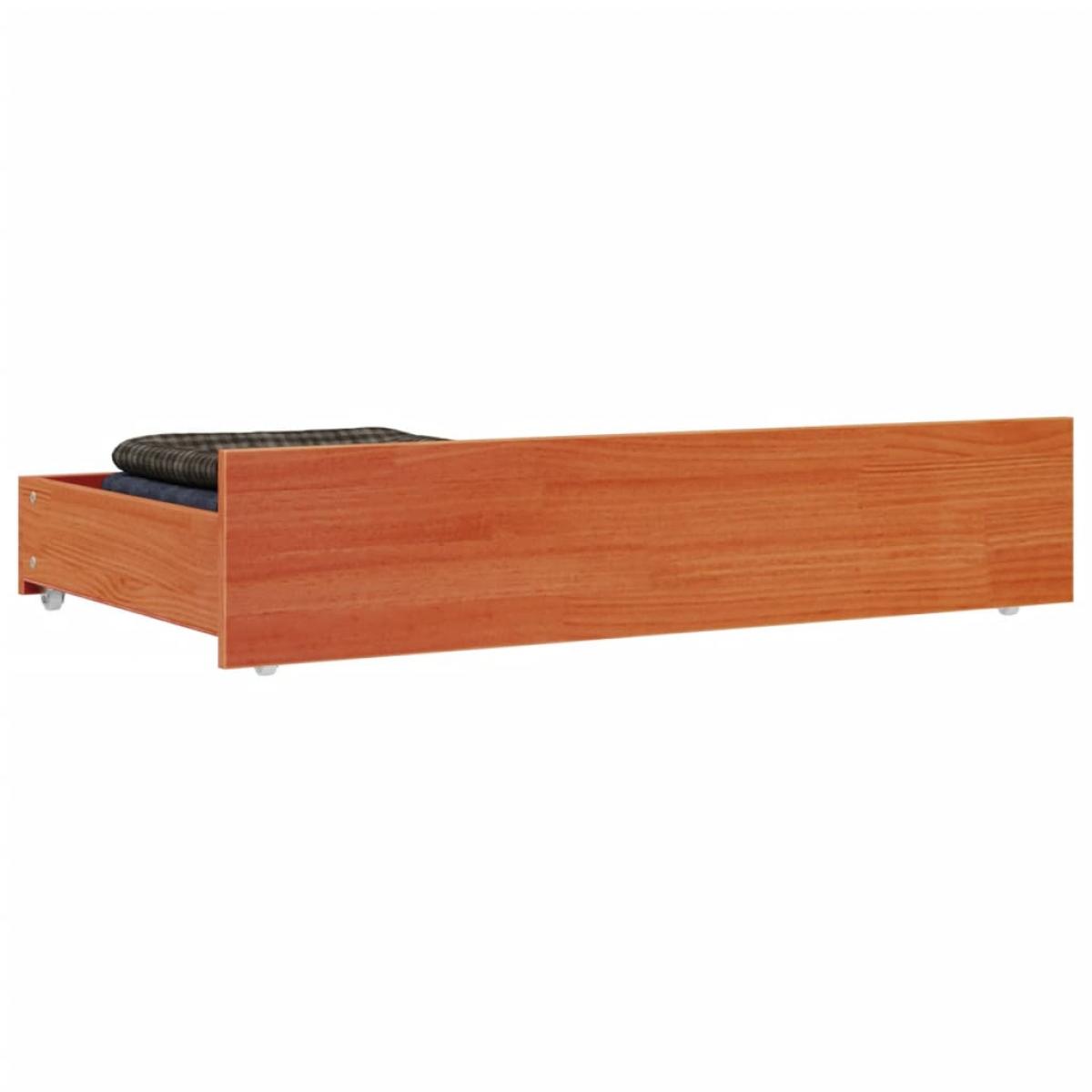 Cajones de cama 4 uds madera maciza de pino marrón cera