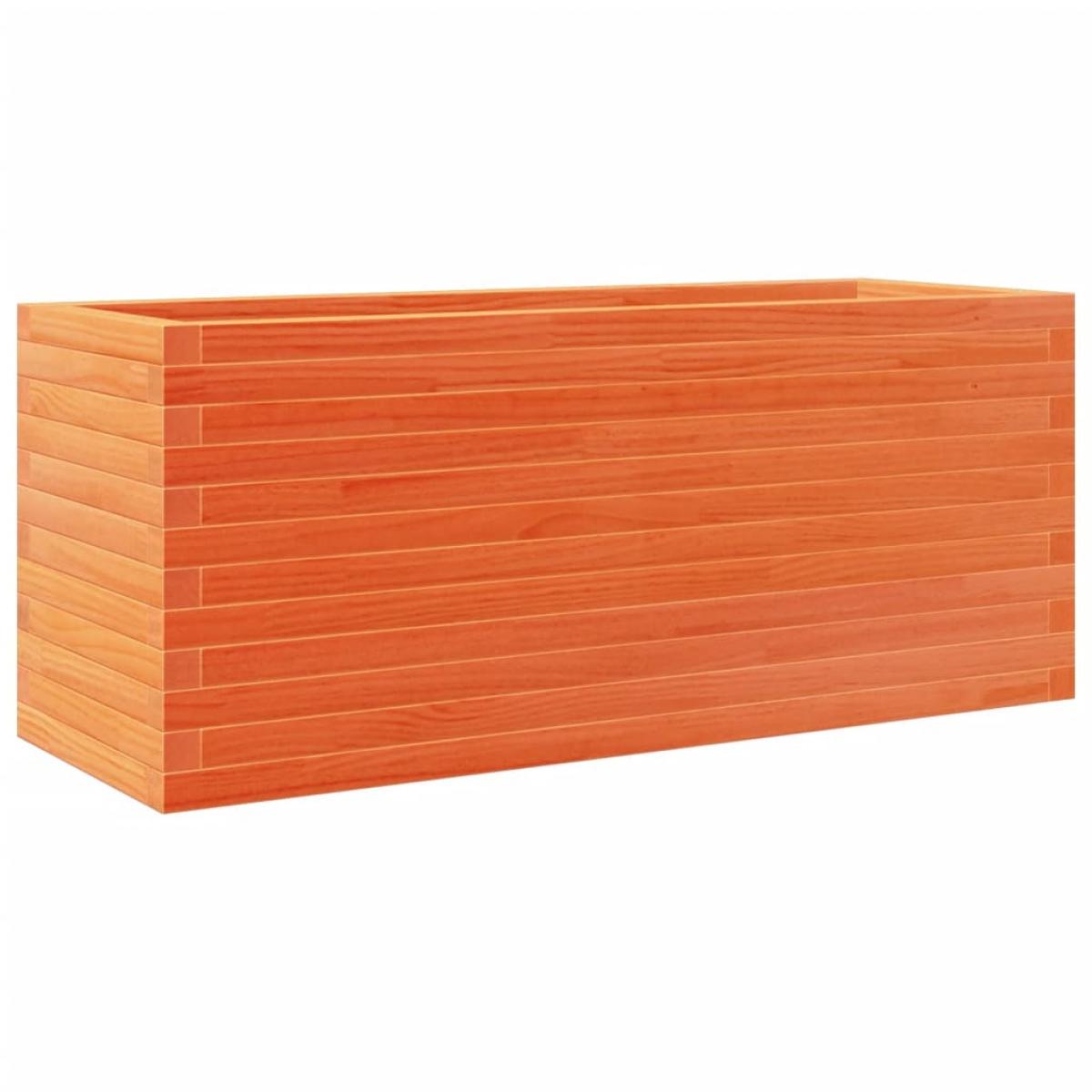 Jardinera de madera maciza de pino marrón cera 110x40x45,5 cm