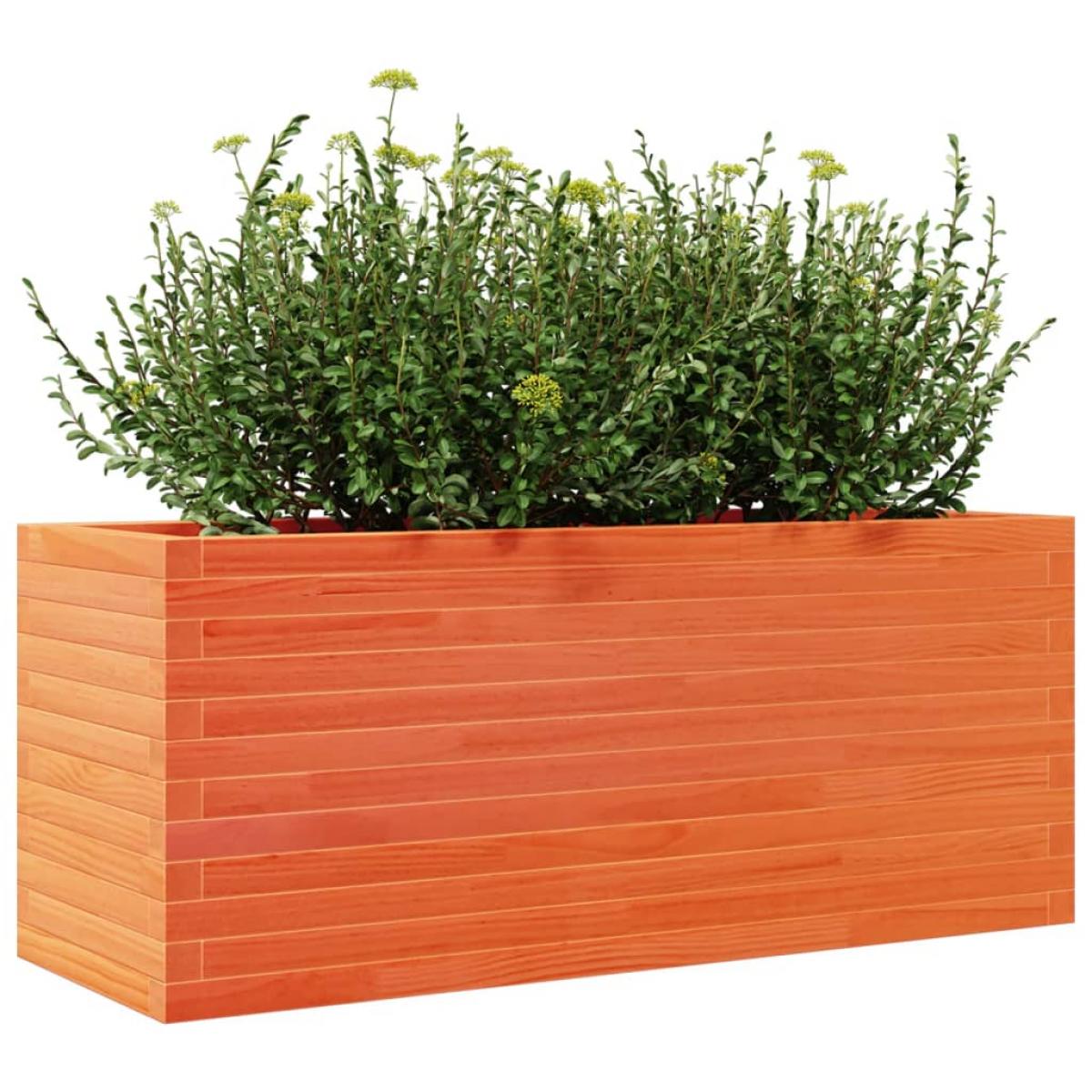 Jardinera de madera maciza de pino marrón cera 110x40x45,5 cm