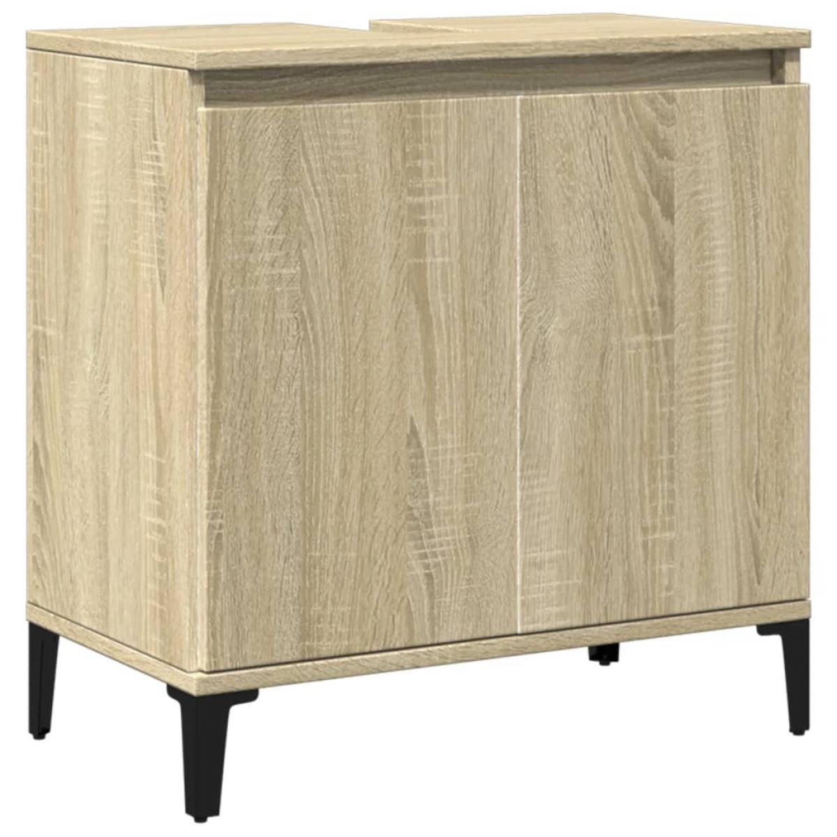 Armario de lavabo madera contrachapada roble Sonoma 58x33x60 cm