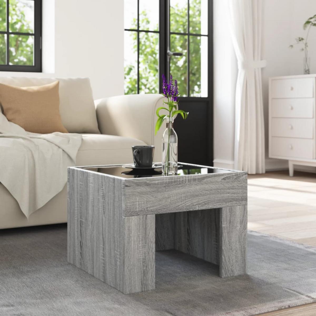 Mesa de centro con Infinity LED gris Sonoma 40x40x30 cm