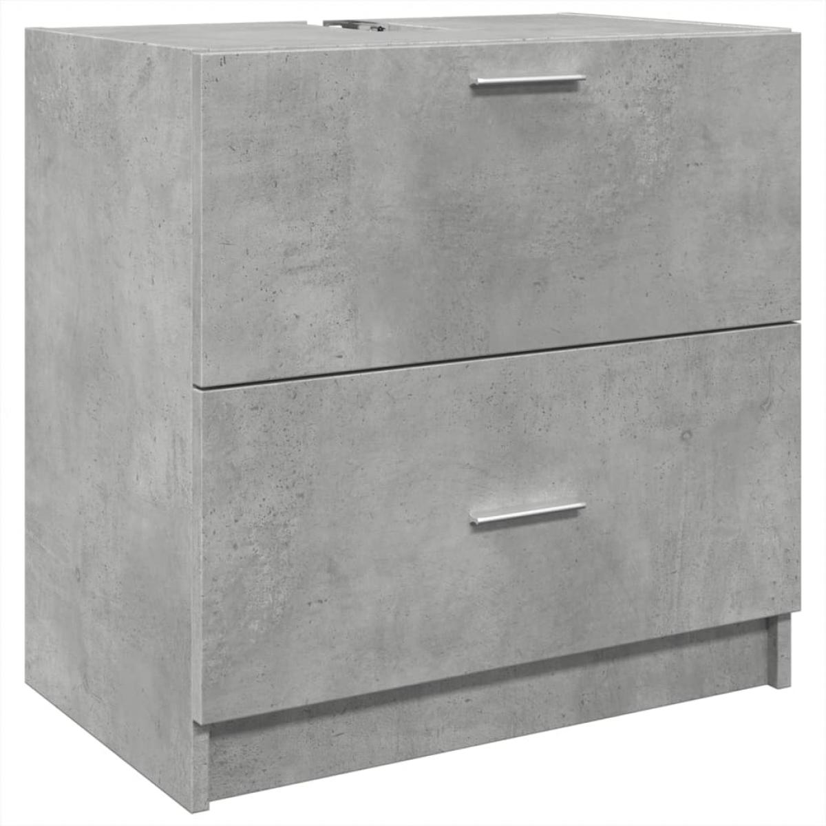 Armario de lavabo madera ingeniería gris hormigón 59x37x59 cm