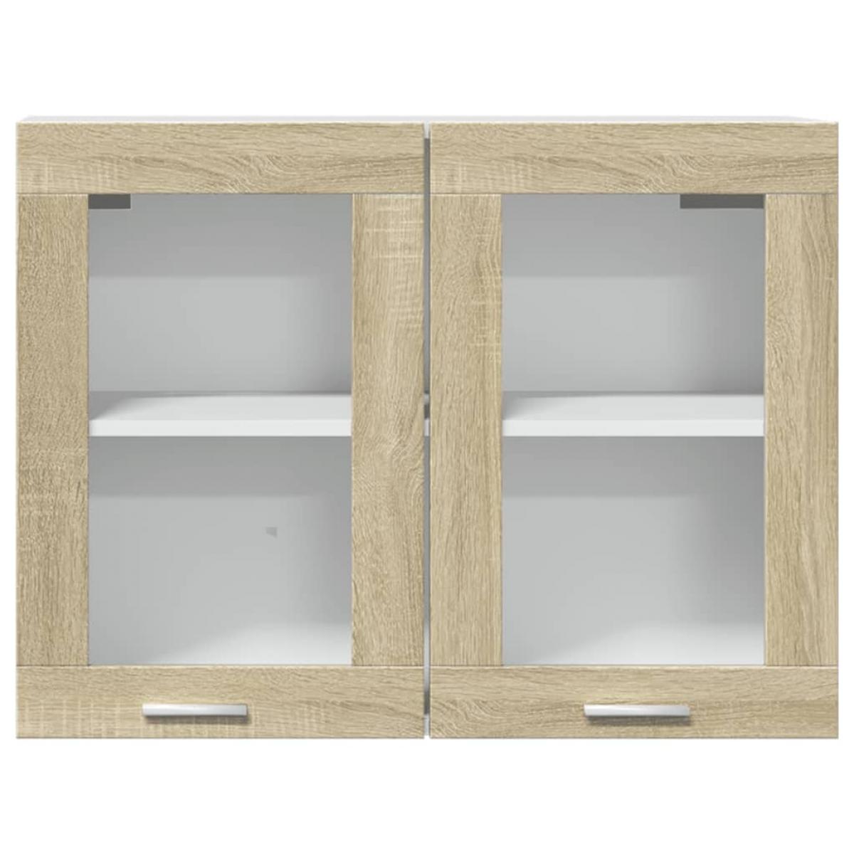 Armario colgante cristal y aglomerado roble sonoma 80x31x60 cm