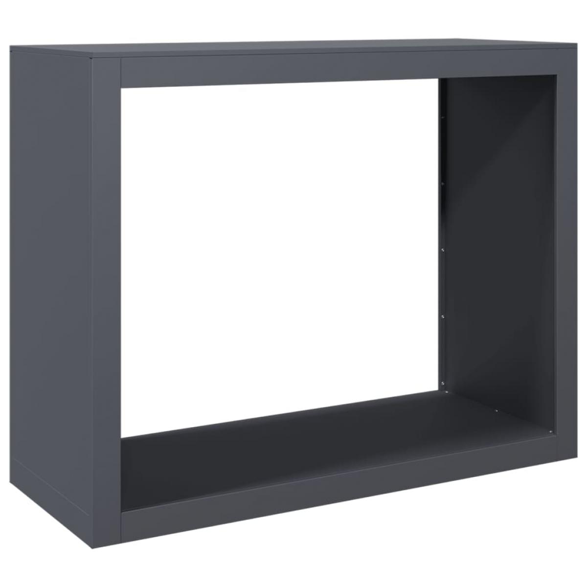 Leñero de acero gris antracita 100x40x80 cm