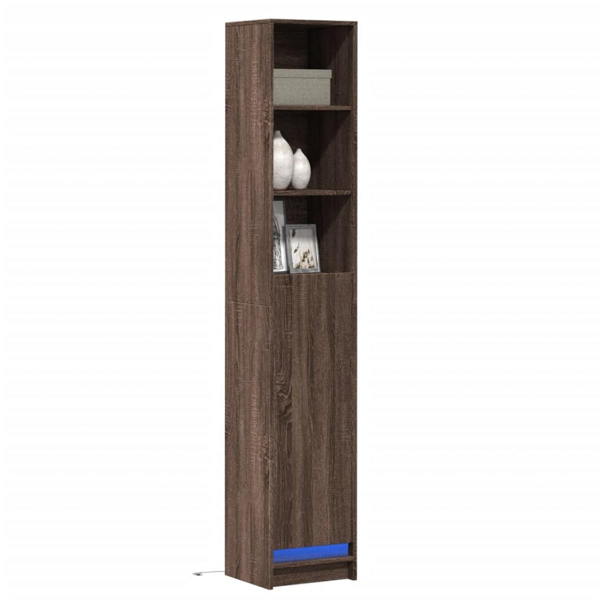 Aparador con LED madera ingeniería marrón roble 36x32,5x200 cm