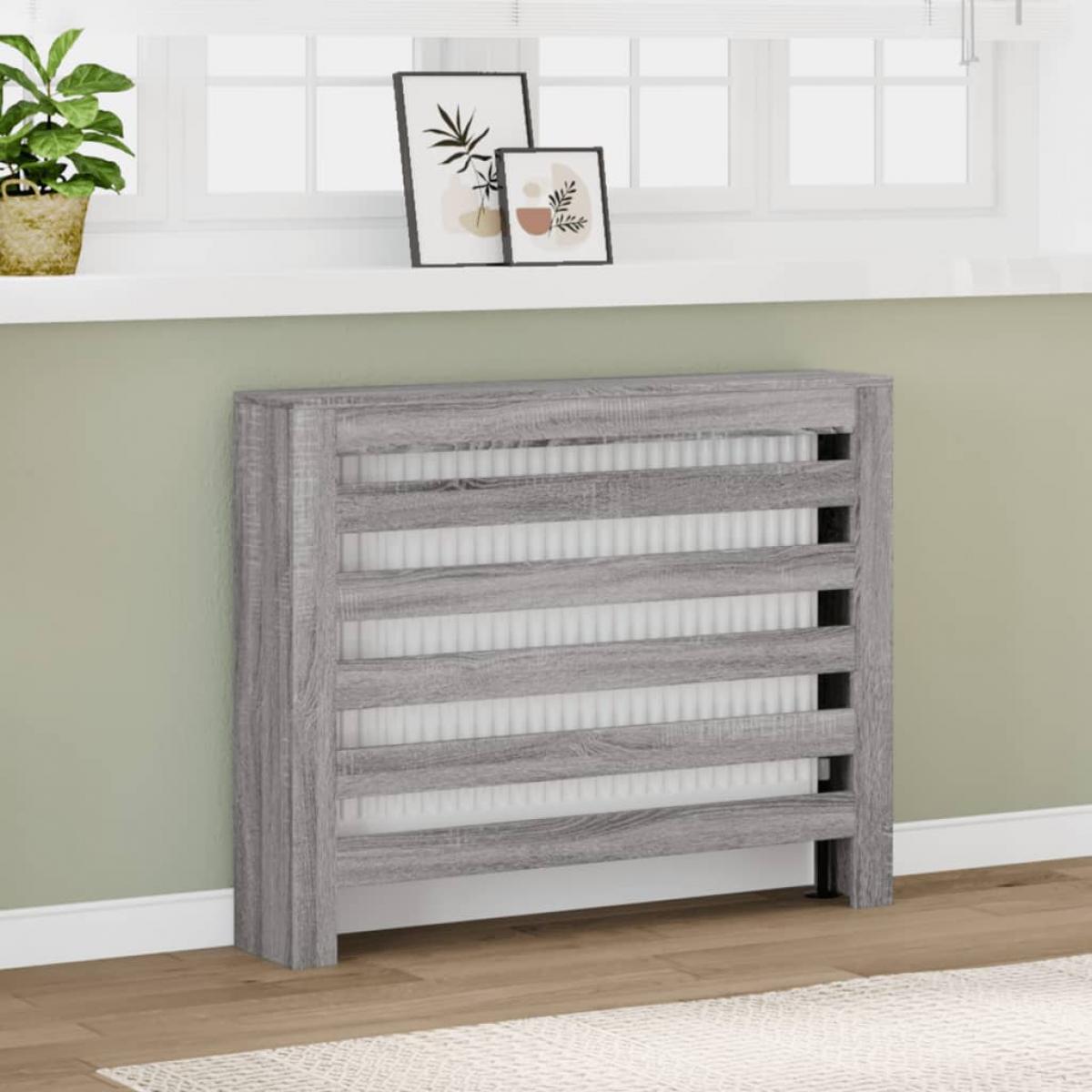 Cubierta de radiador madera ingeniería gris Sonoma 104x20x82 cm