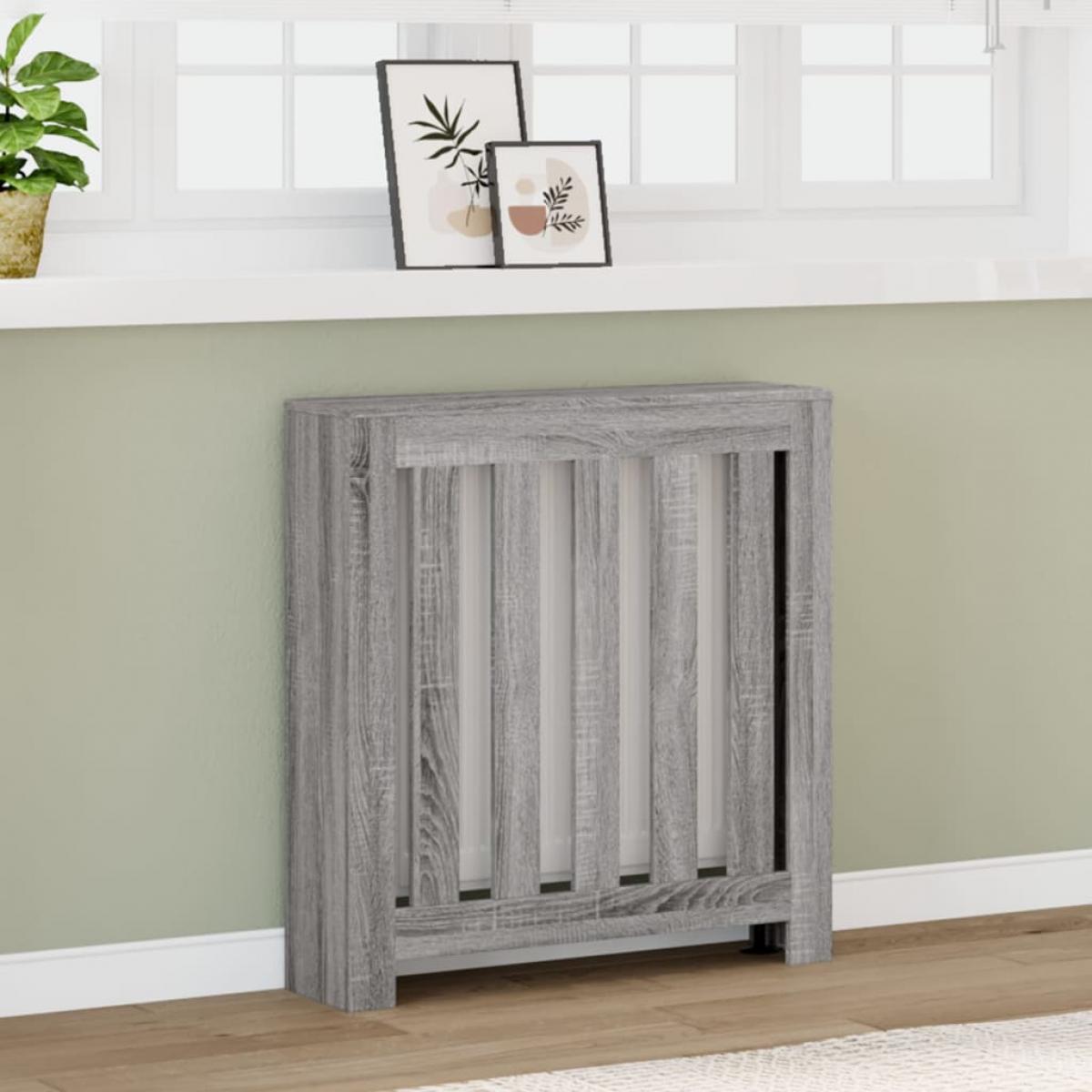 Cubierta de radiador madera ingeniería gris Sonoma 78x20x82 cm