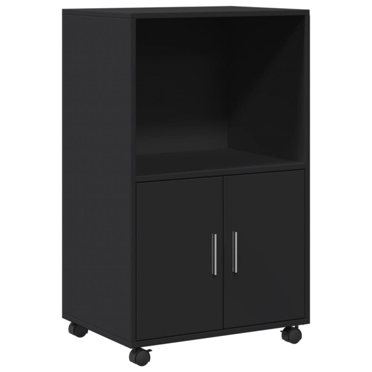 Armario con ruedas madera de ingeniería negro 55x40x91 cm