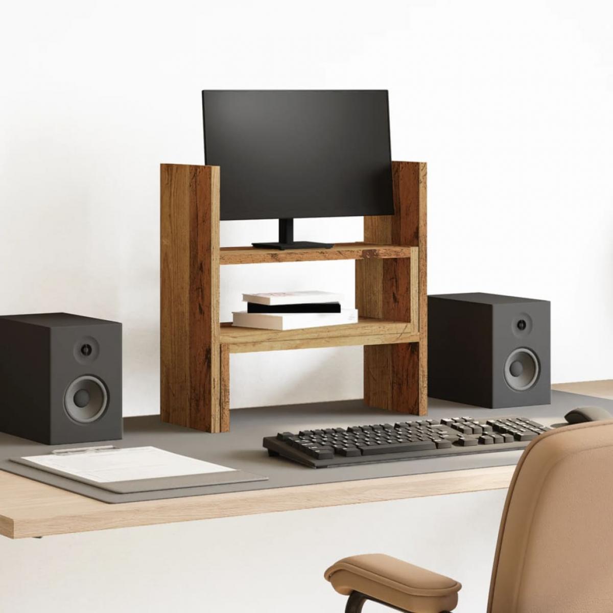 Organizador escritorio ajustable madera envejecida 40x17x41 cm