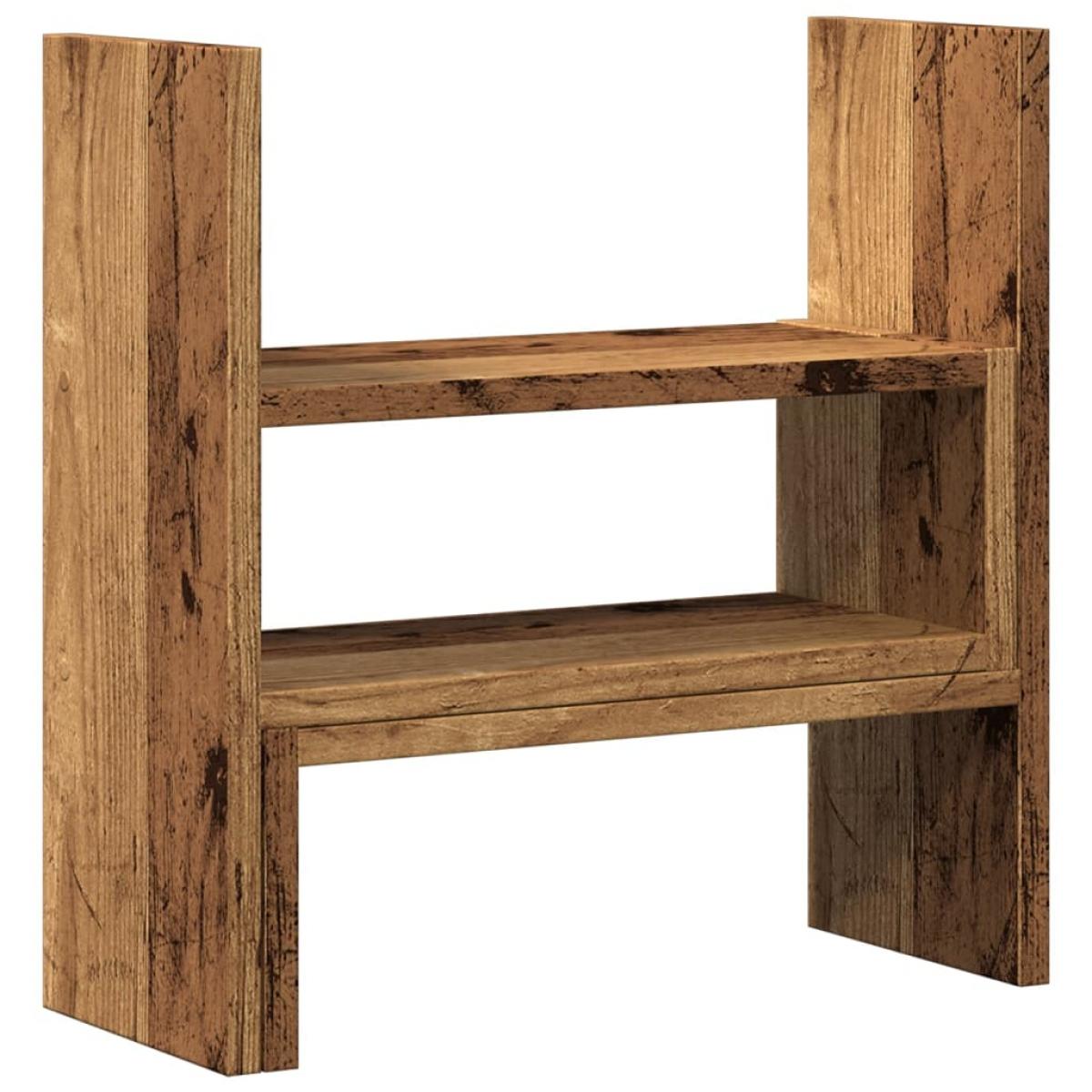 Organizador escritorio ajustable madera envejecida 40x17x41 cm