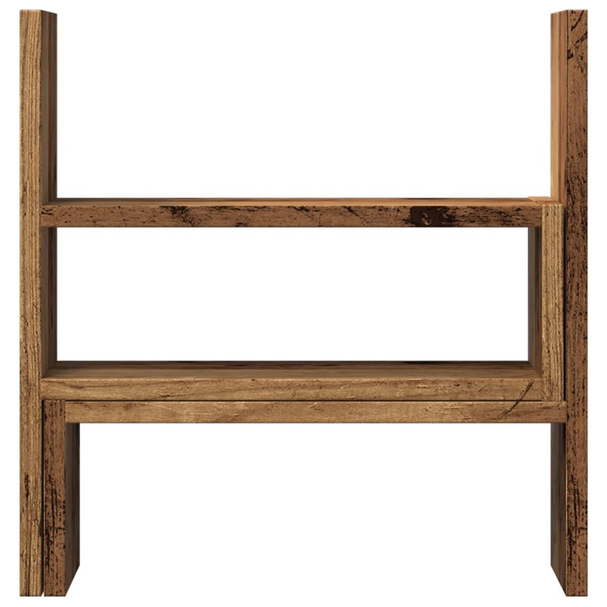 Organizador escritorio ajustable madera envejecida 40x17x41 cm