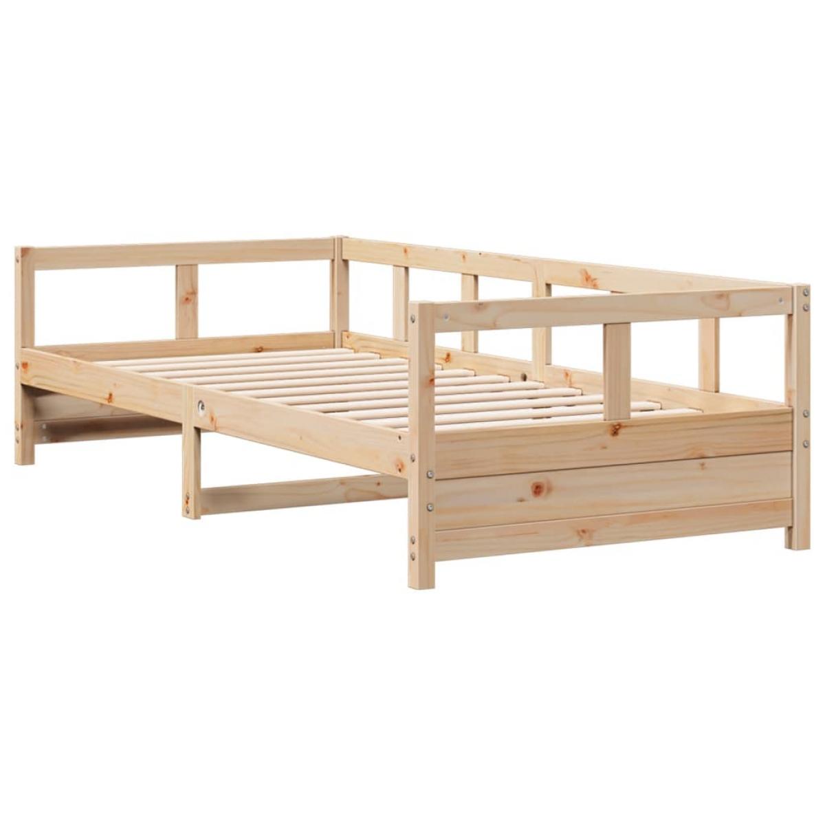 Sofá cama de madera maciza de pino natural 90x190 cm