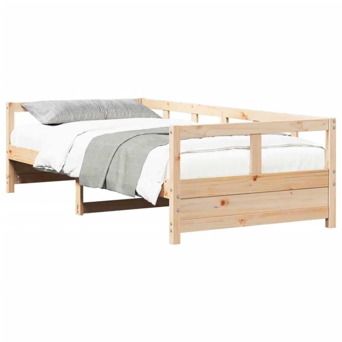 Sofá cama de madera maciza de pino natural 90x190 cm