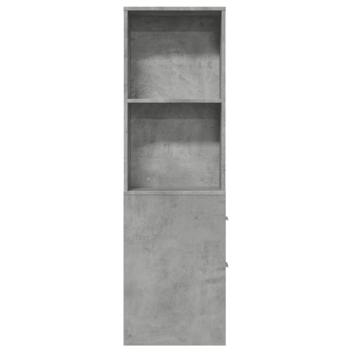 Armario de baño estrecho con ruedas madera gris hormigón