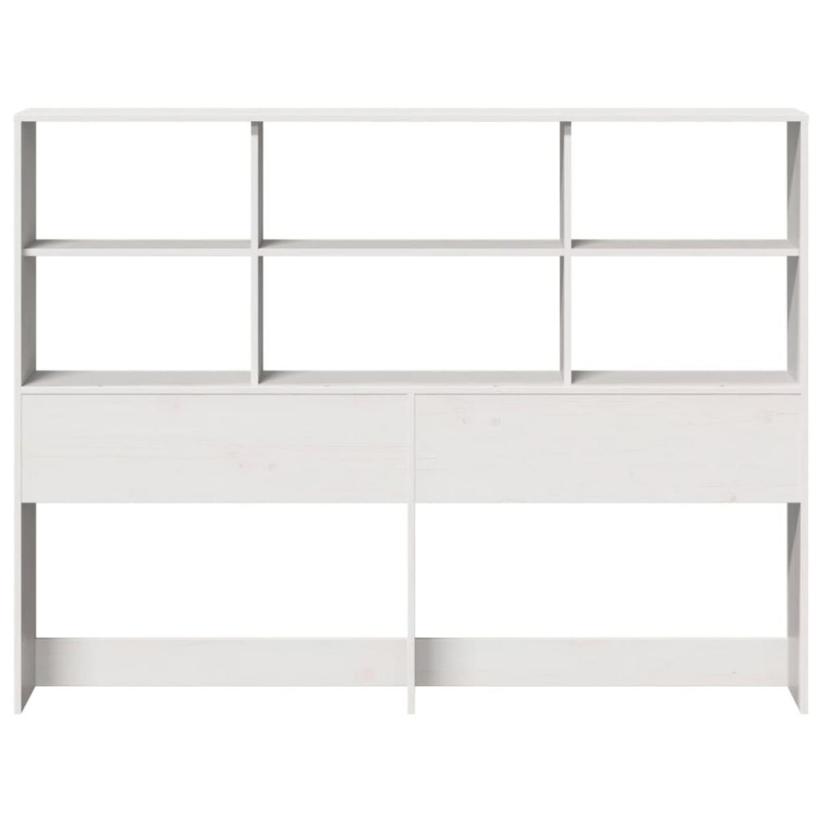 Cabecero de cama almacenaje madera maciza pino blanco 135 cm