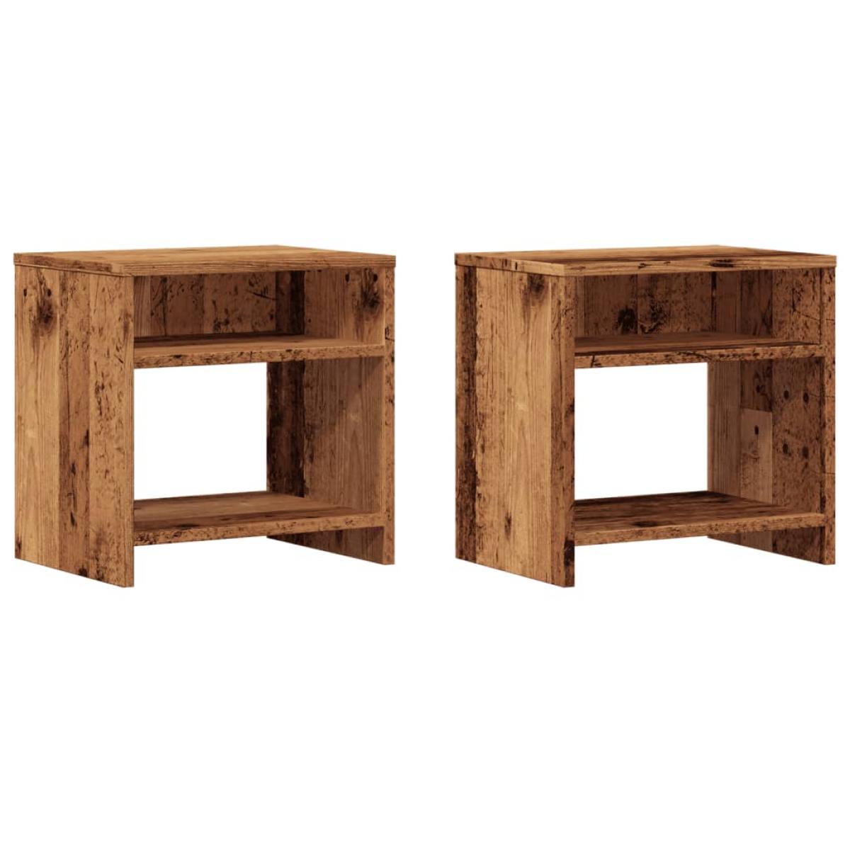 Mesitas de noche 2 uds madera ingeniería envejecida 40x30x40 cm
