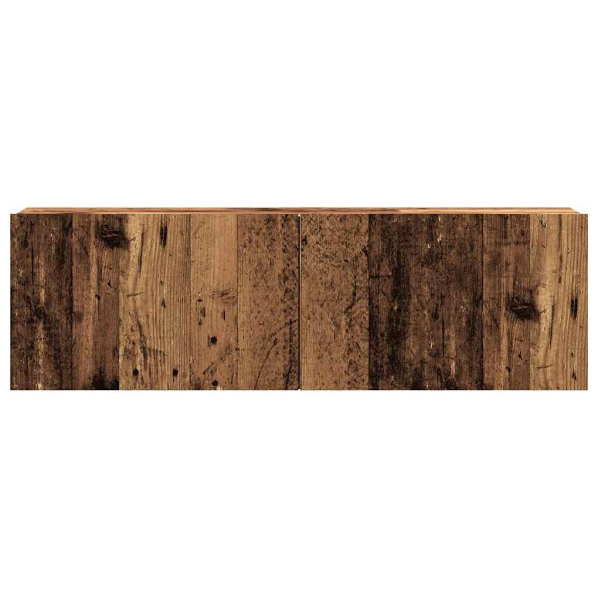 Mueble de TV de pared madera ingeniería envejecida 100x30x30 cm