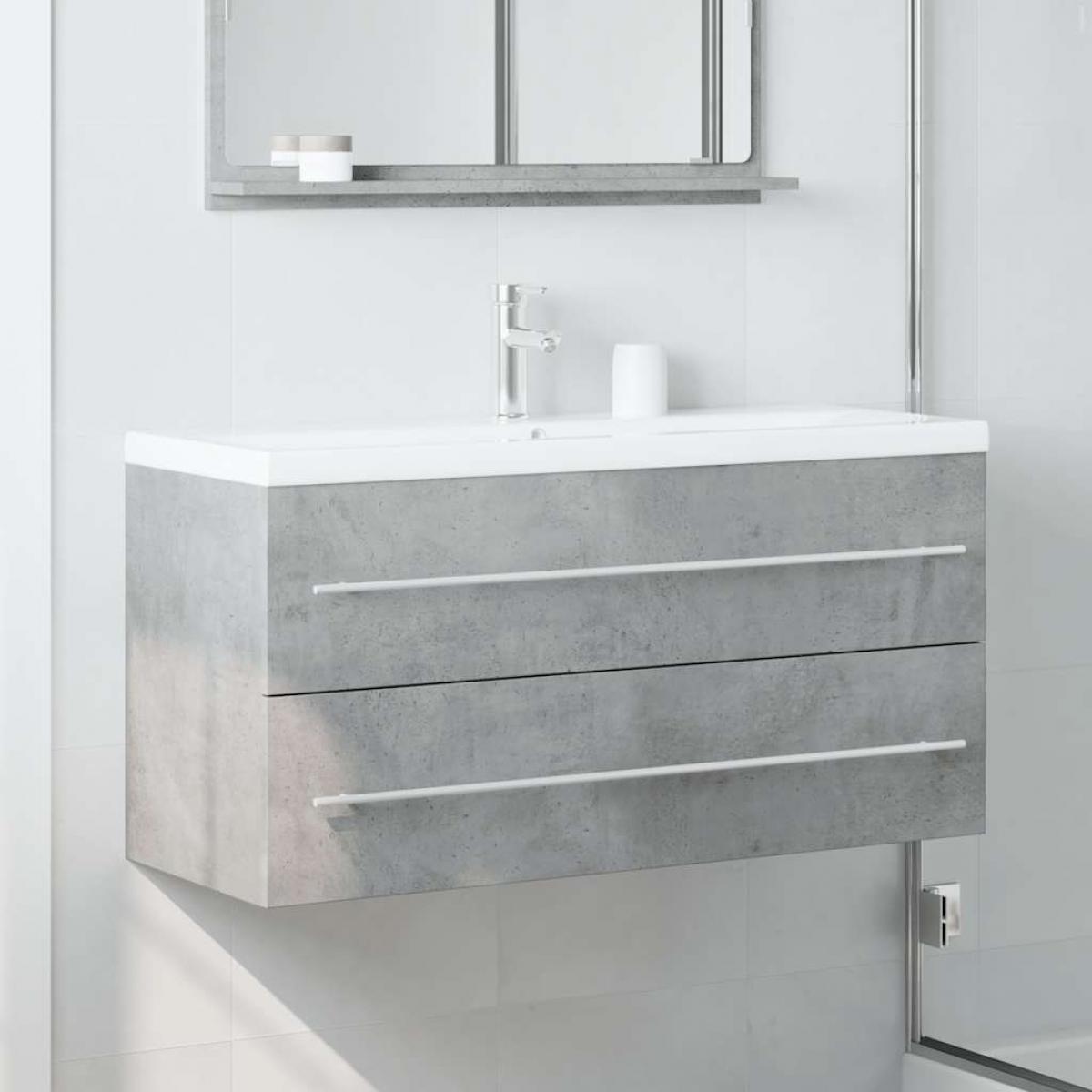 Armario para lavabo contrachapada gris hormigón 100x38,5x48 cm