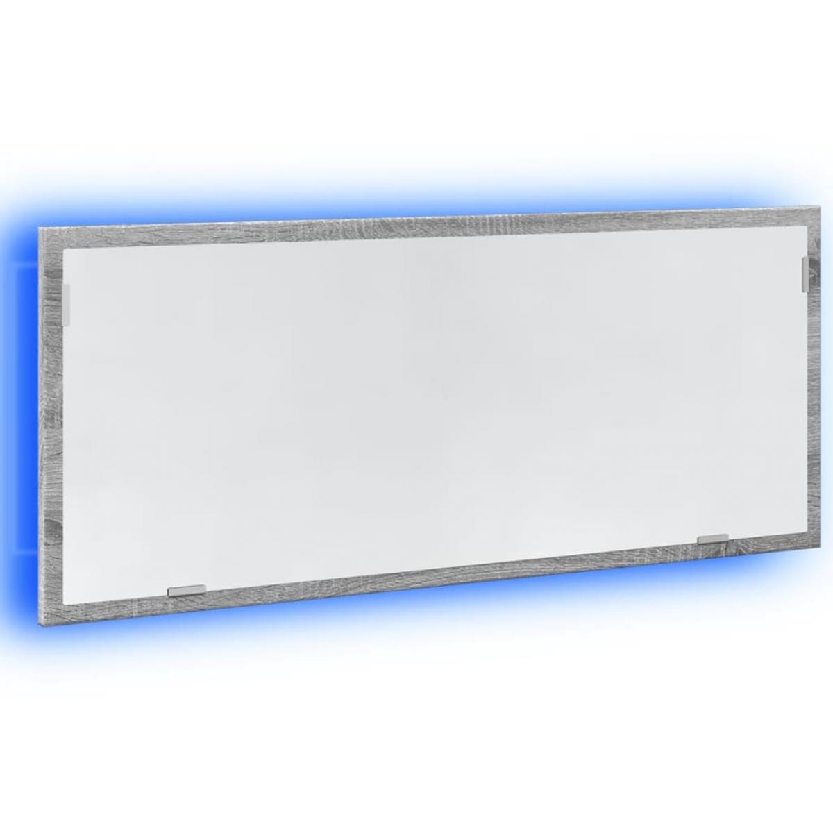 Espejo de baño LED madera ingeniería gris Sonoma 100x8,5x37 cm