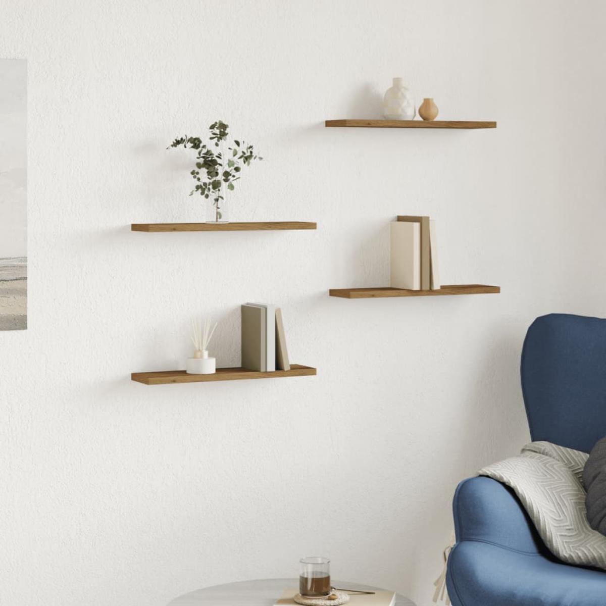 Estantes pared 4 ud madera ingeniería roble artisan 40x10x1,5cm
