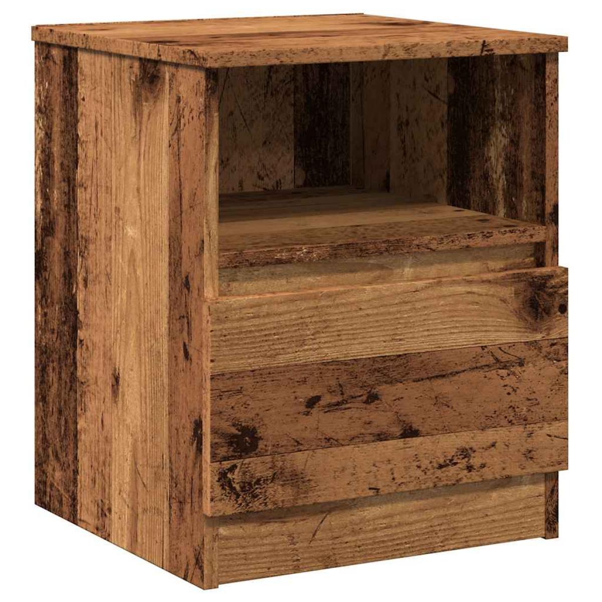 Mesita de noche madera de ingeniería envejecida 40x40x50 cm