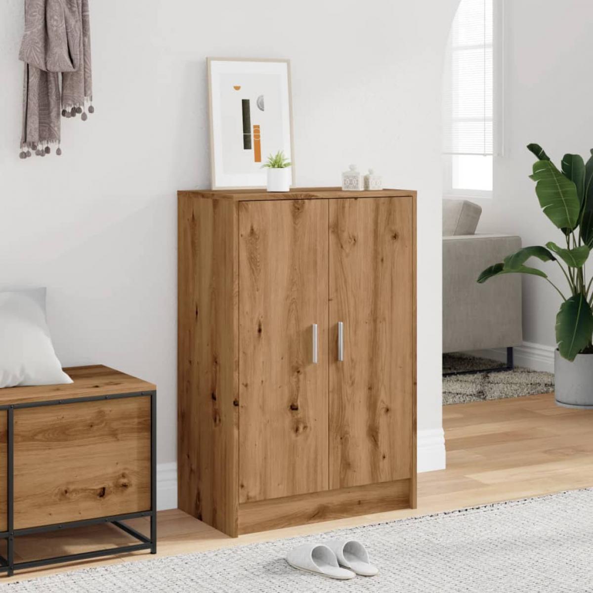 Mueble zapatero madera ingeniería roble artisan 60x35x92 cm