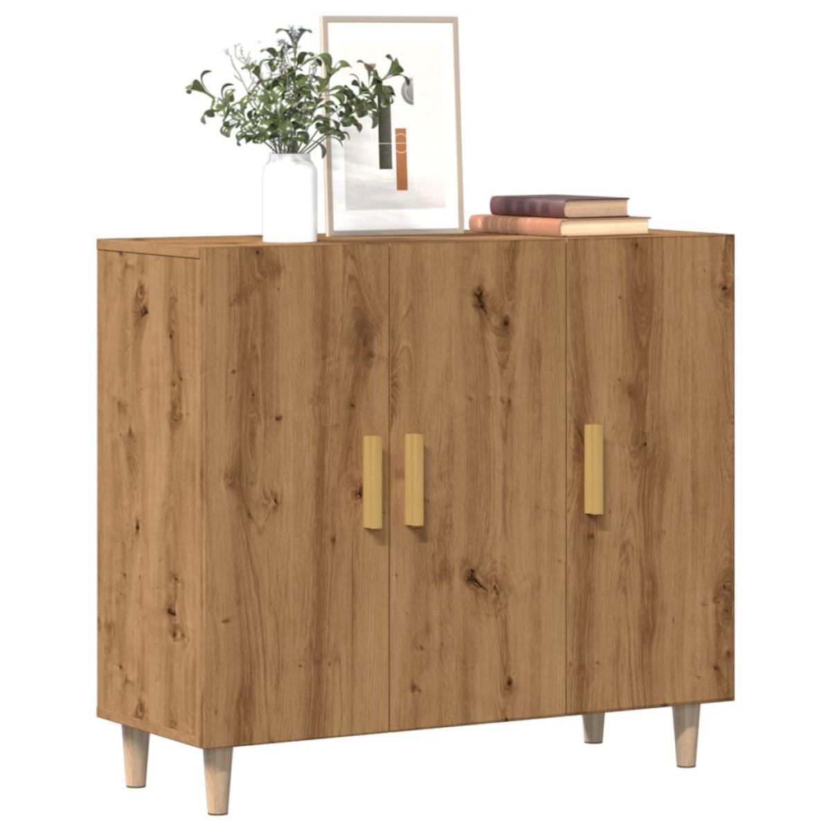 Aparador de madera de ingeniería roble artisan 90x34x80 cm