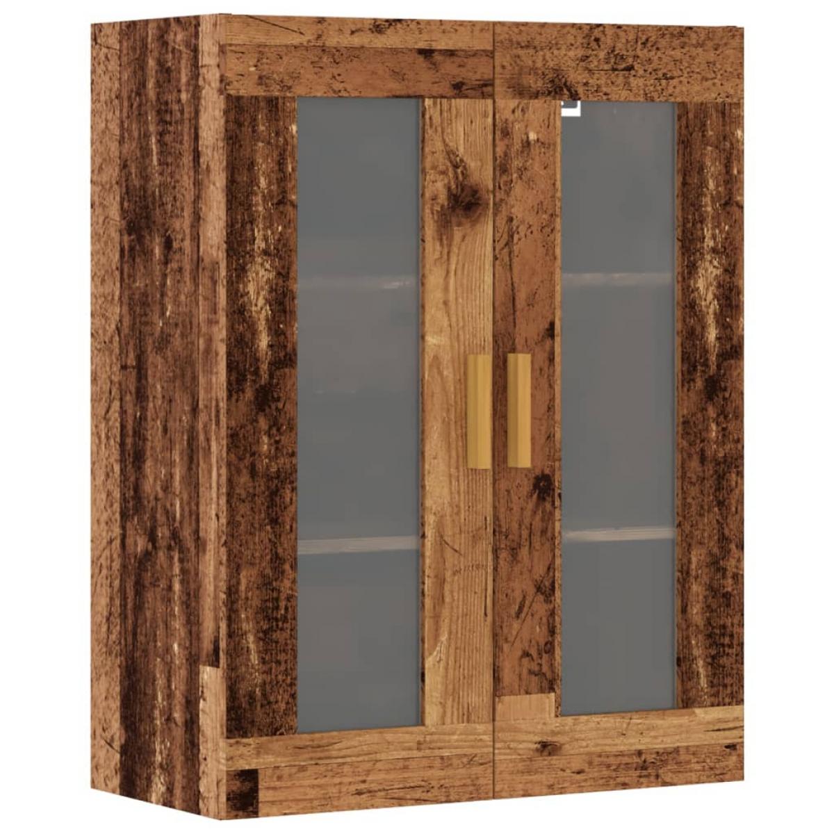 Armario de pared colgante madera envejecida 69,5x34x90 cm