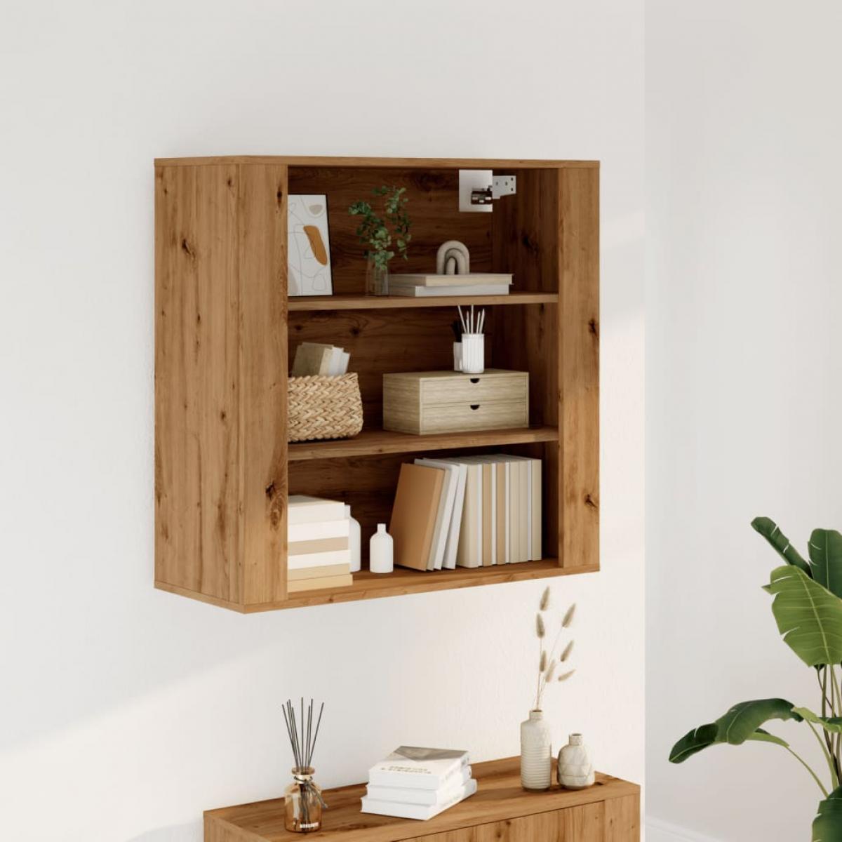Armario de pared madera ingeniería roble artesanal 80x33x80 cm
