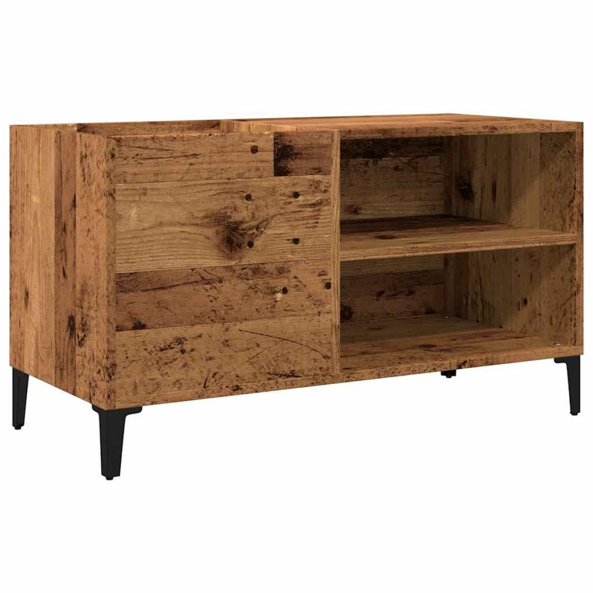 Mueble para discos madera ingeniería envejecida 84,5x38x48 cm