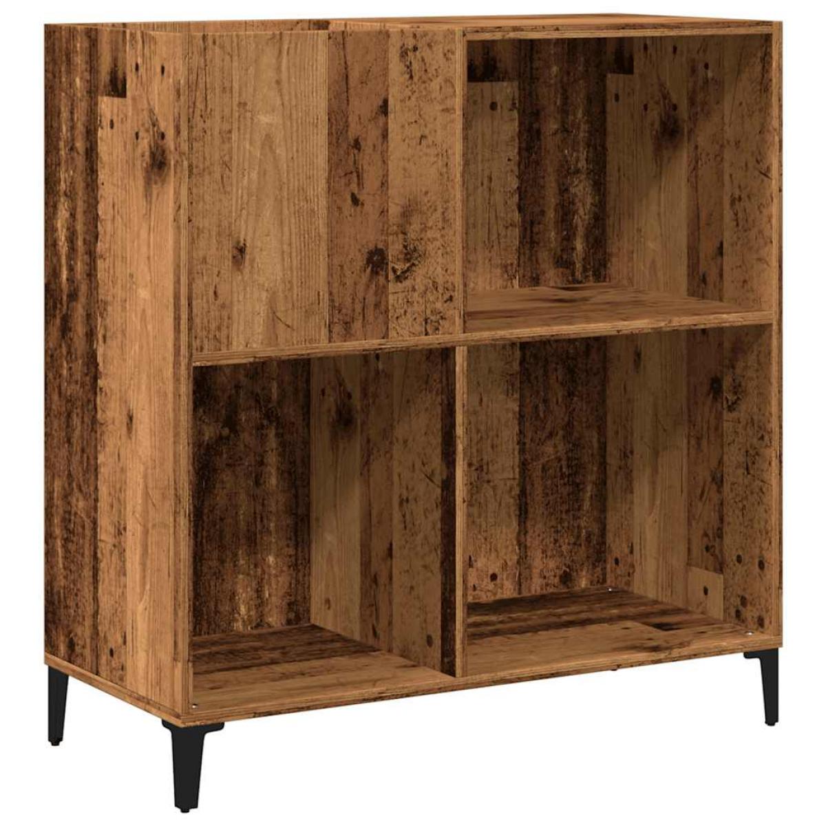 Mueble para discos madera ingeniería envejecida 84,5x38x89 cm