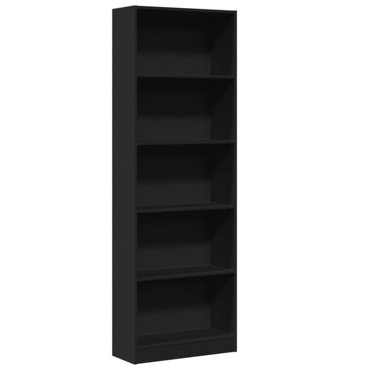 Estantería de madera de ingeniería negra 60x24x176 cm