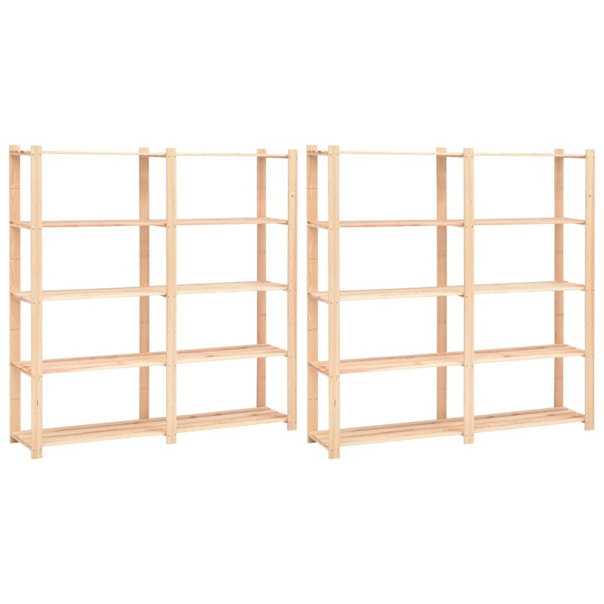 Estantería 5 niveles 2 unidades madera pino maciza 500 kg 