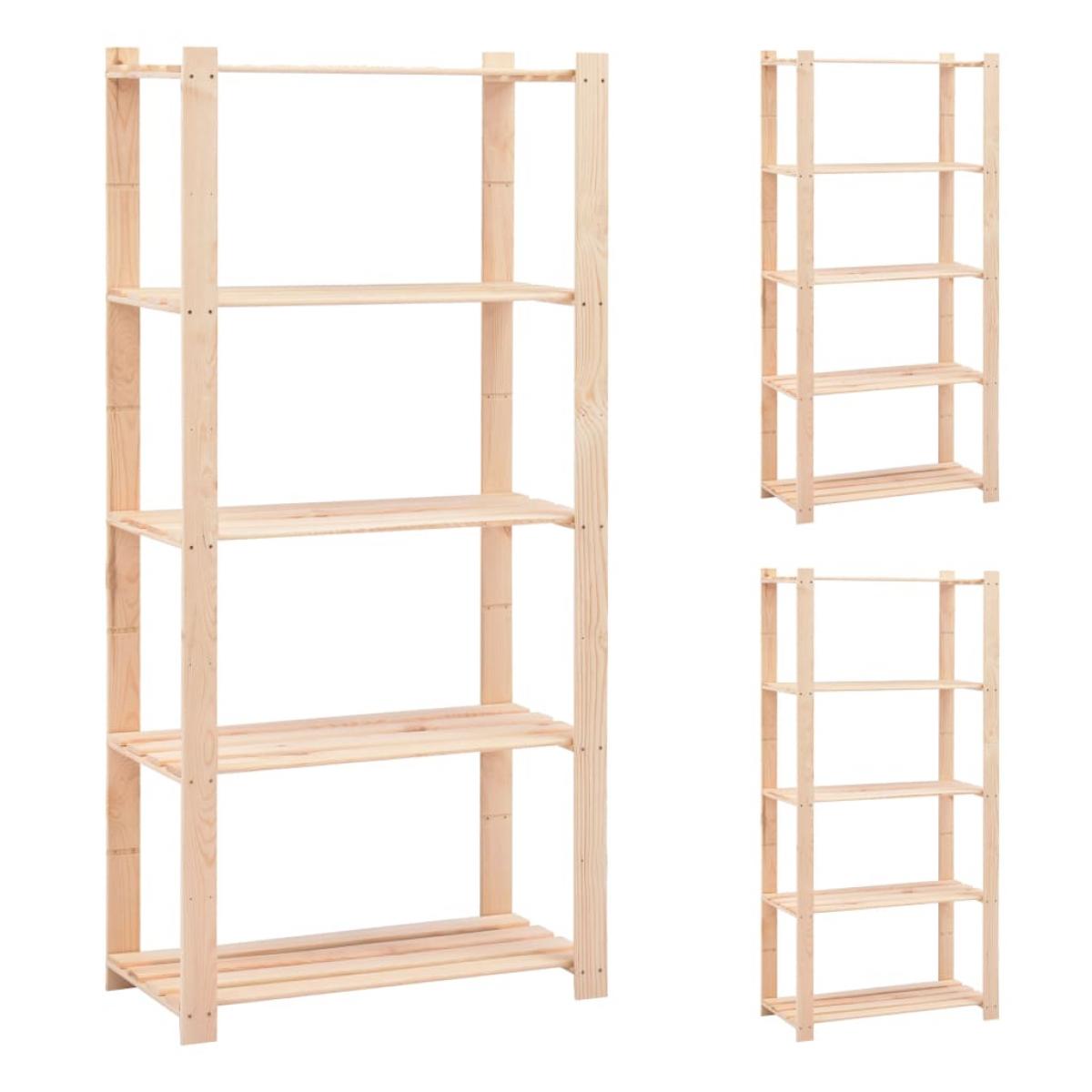 Estantería 5 niveles 3 unidades madera pino maciza 250 kg 