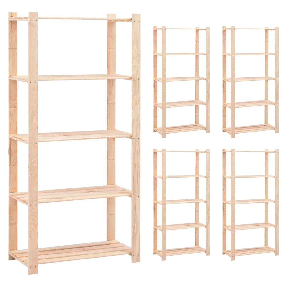 Estantería 5 niveles 5 unidades madera pino maciza 250 kg 