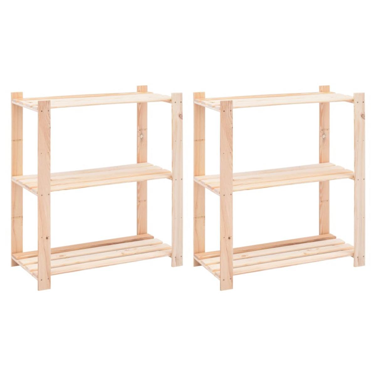 Estantería 3 niveles 2 unidades madera pino maciza 150 kg 