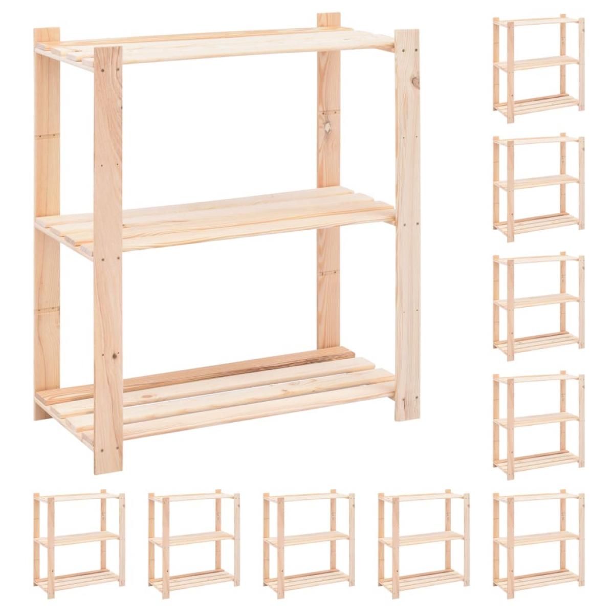 Estantería 3 niveles 10 unidades madera pino maciza 150 kg 